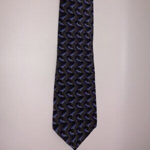 Mens Wildlife Domain Surfer Grey Blue Dolphins 100% Silk Neck Tie USA